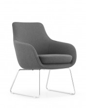 Iris Waiting Room Chair. Chrome Sled Base. Grey Fabric Only
